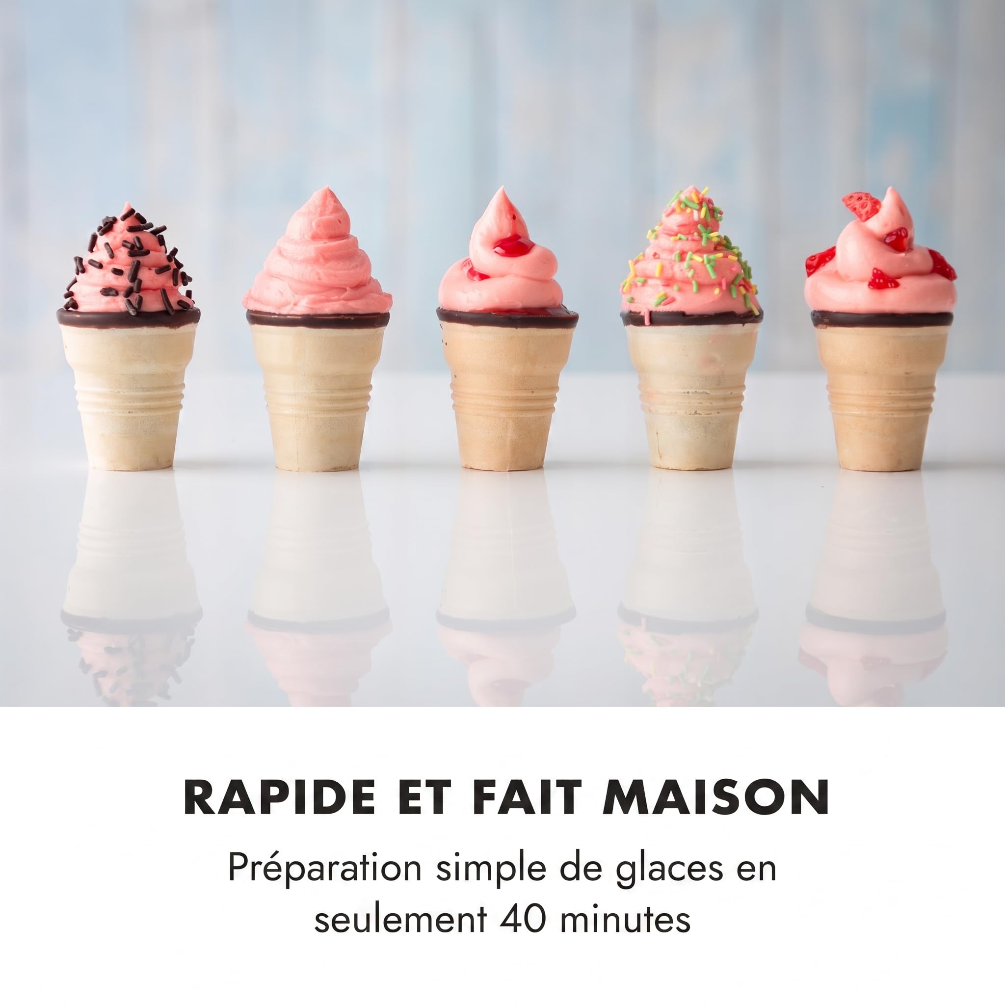 Klarstein Sweet Sundae Machine à glace italienne à compresseur – sans pré-refroidissement | Sorbetière 1,5 L, glace prête en 40 min, distributeur & nettoyage automatique, Inox, Blanc