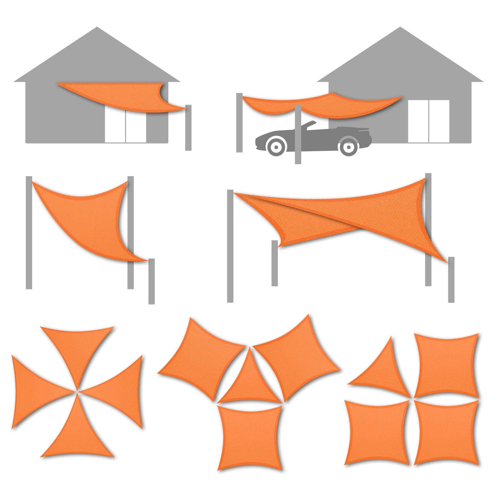 casa pura Voile d'Ombrage - Toile + Kit de Fixation Inclus | Toile Ombrage Imperméable | Voile Résistante Pluie/UV, Protection Solaire Durable - Lavable en Machine (Blanc, 5 x 7 m + Accroche)