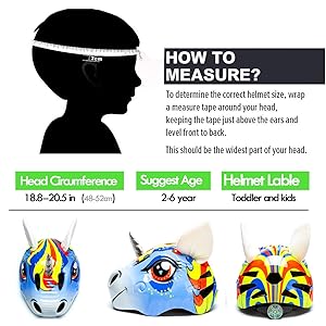 Unicorn Toddler and Kids Bike Helmet Adjustable and Multi-Sport for Child Boys and Girls.for Bicycle Skateboard Skating Scooter Helmet with Rear Light.