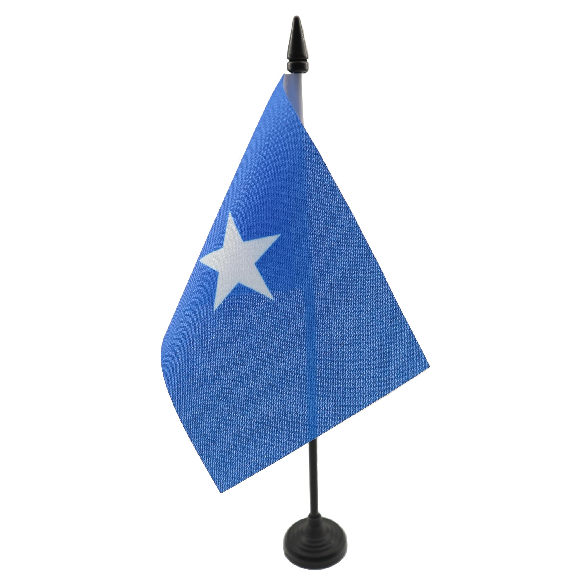 AZ FLAG - Somalia Table Flag 4'' x 6'' - Somali Office Flag 100% Polyester 15 x 10 cm - Mini Desk Flag with 10'' Pole and Black Plastic Base