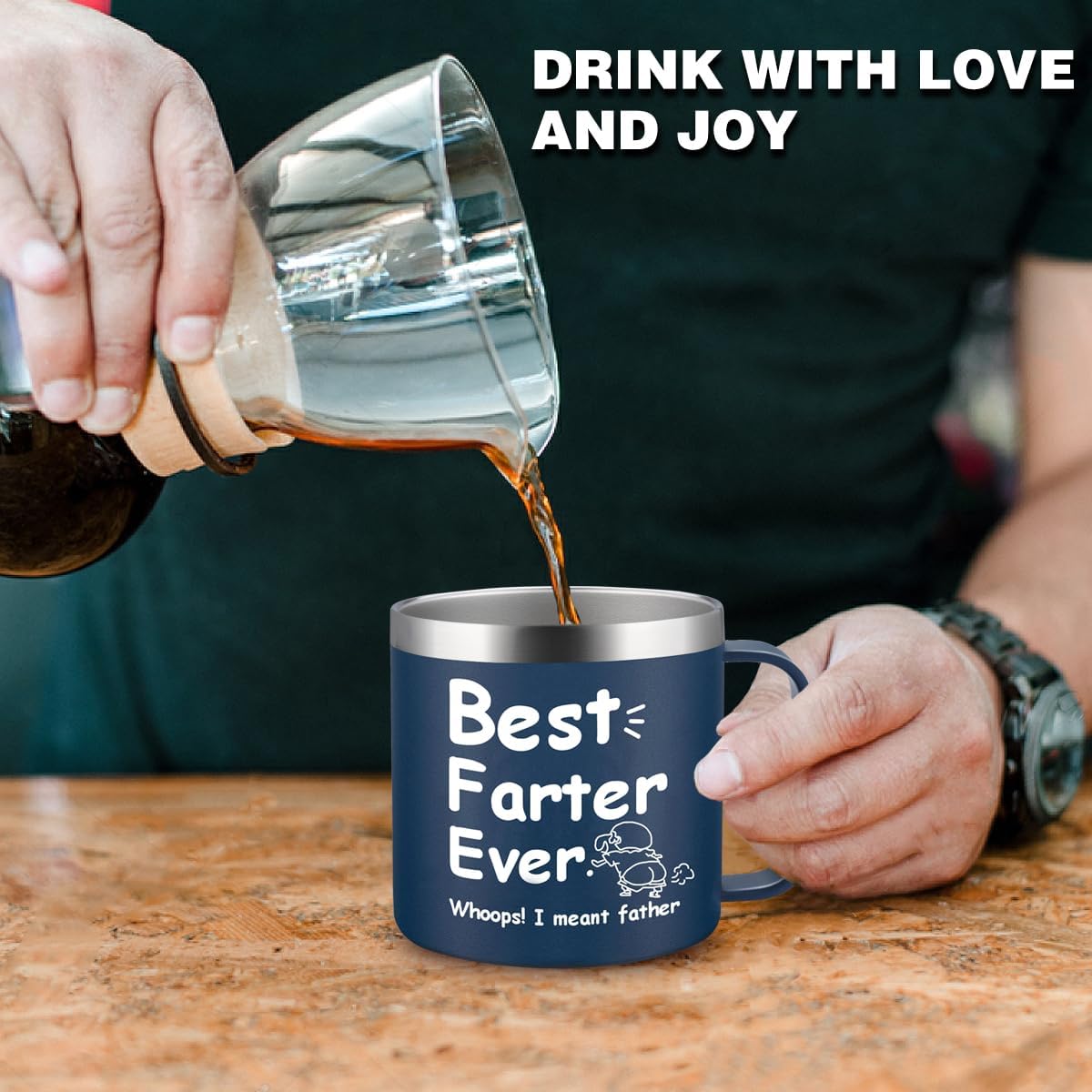 Dad Gift for Fathers Day, Funny Dad Mug Father Day Gifts, Best Dad Ever Mugs with Hilarious Pattern, Gift for Daddy from Daughter Funny Papa Gifts Birthday Christmas-14oz (Navy Blue) - Image 7