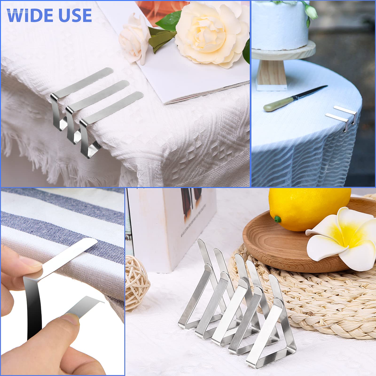 Lot De 24 Pinces à Nappe En Acier Inoxydable - Pour Tables Jusqu'à 1,8 Cm D'épaisseur, Fixation Solide, Usage Intérieur/extérieur - 13