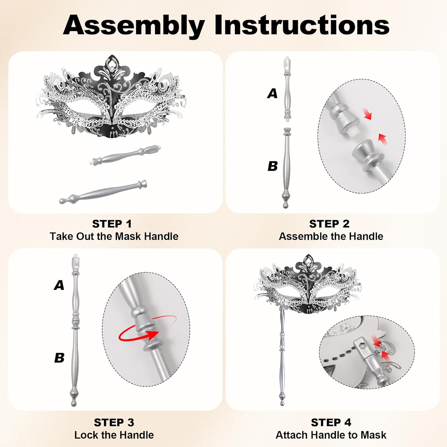 OIDEA Women's Masquerade Mask with Stick: Rhinestones Deecorations Mardi Gras Venetian Mask Carnival Party Costume Ball Mask - Image 6