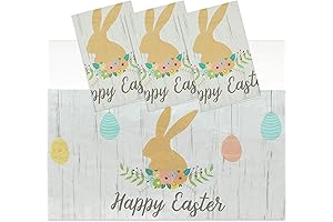 BLUE PANDA Easter Tablecloth 3-Pack: Disposable Happy Easter Bunny Table Covers