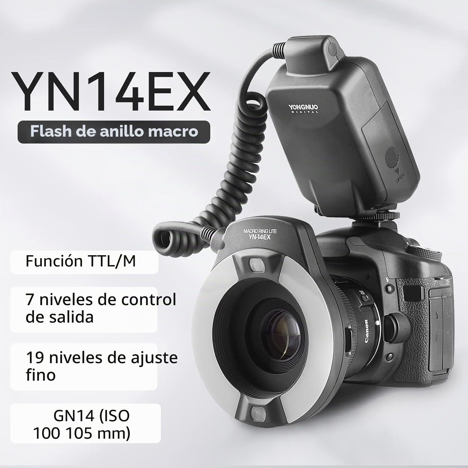 Yongnuo YN-14EX - Flash Macro/anular para Canon, Negro