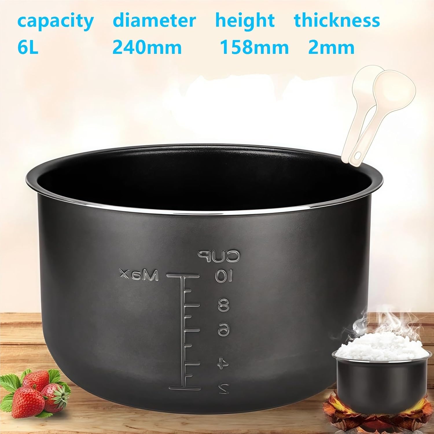 Compatible With Midea Pressure Cooker Liner 6L Nonstick Rice Cooker Bowl Black Crystal Inner Accessories Parts For Cooking