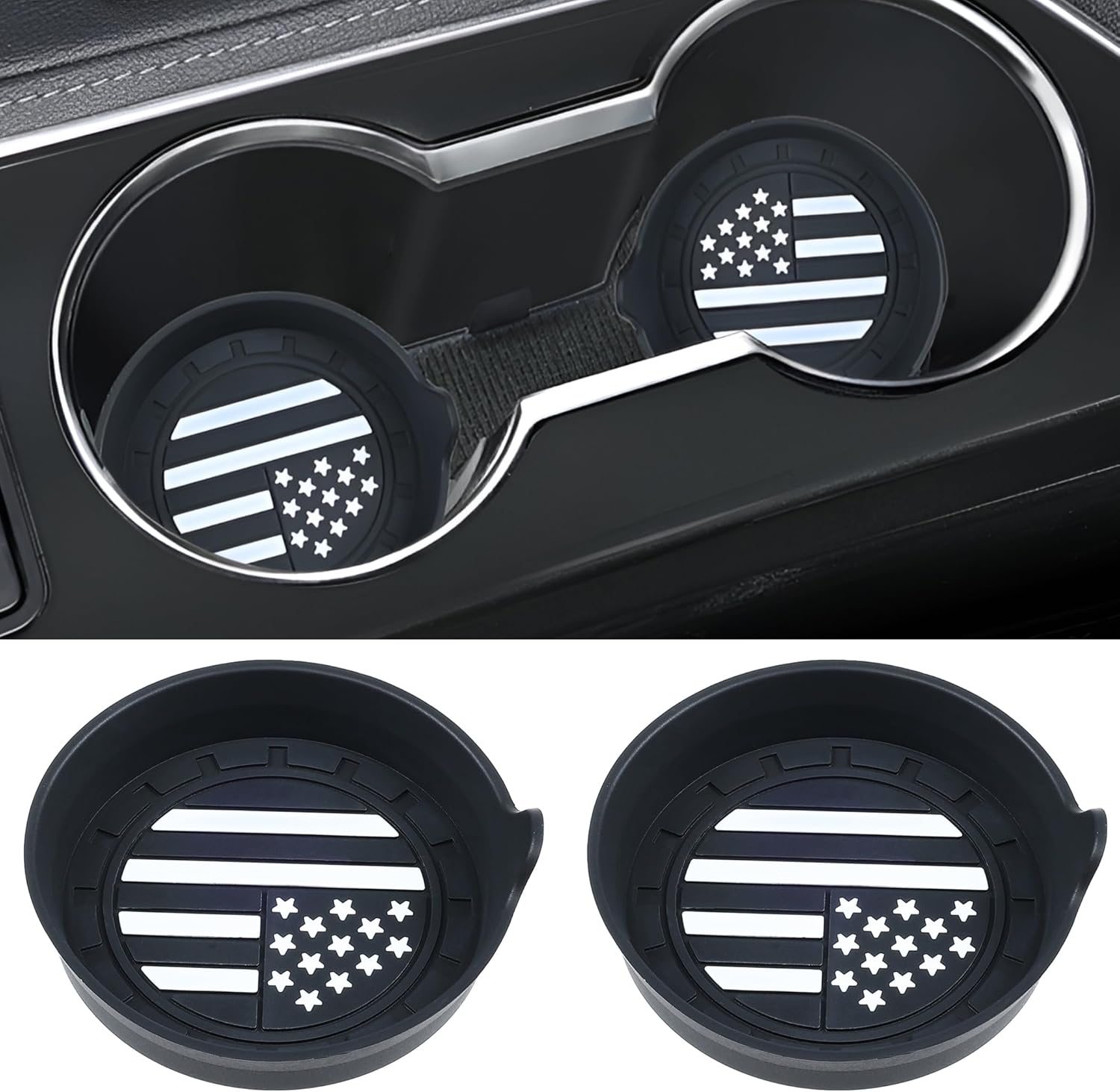 Amooca – Portavasos universal y antideslizante de silicona para auto, accesorios para el interior del auto, para bebida, con la bandera