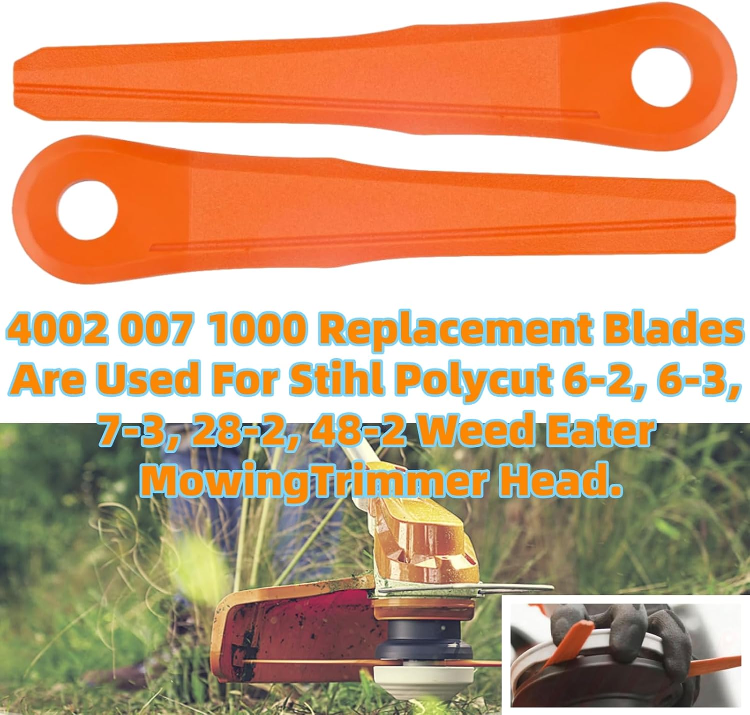 (22pk) 6-2 Weed Eater Blades Fits for Stihl PolyCut 6-2 6-3 7-3 28-2 48-2 Weed Eater Trimmer Head, Replaces 4002 007 1000 Mowing Head Blades, Plastic Trimmer Blades