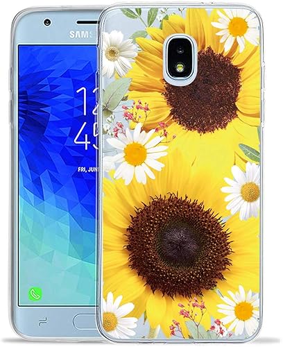 Miniatura 2 de Funda para Galaxy J7 2018, J7 Refine Case, J7 Star Case, J7 Crown Case, J7 Aura, Ueokeird Slim a prueba de golpes transparente patrón floral suave