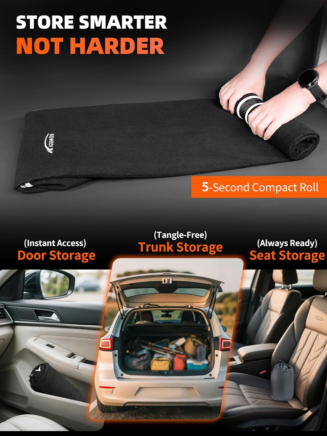 Car Seat Towel Cover, Waterproof, Sweatproof, Non-Slip Protector – Dual-Layer Microfiber Terry – Universal Fit for Cars, Trucks, SUVs – Branded Embroidered Design (Black, 1 Pack)