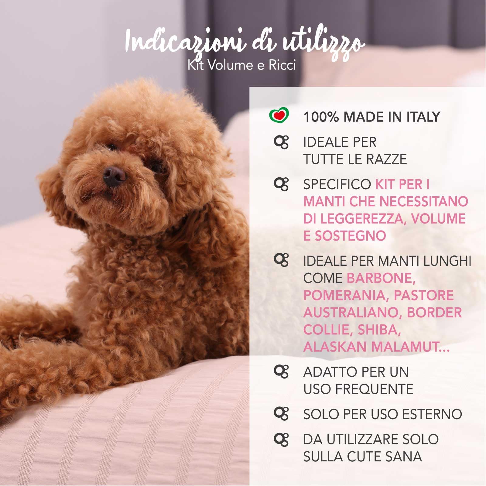YUUP! - KIT VOLUME E RICCI | Shampoo volumizzante, Maschera volumizzante e Scioglinodi lucidante, kit per cani e gatti con manti lunghi e voluminosi