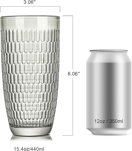 Miniatura 3 de CREATIVELAND Highball - Juego de 6 vasos de bebida románticos de colores gruesos y pesados, gran capacidad, 14.87 onzas, vasos de vidrio para té