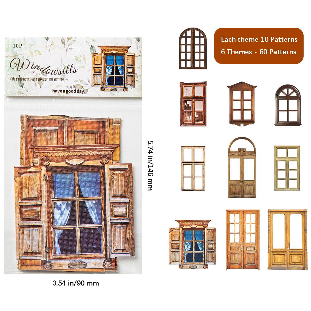 Carta per Scrapbooking, 60 Pezzi Adesivi Decorativi for davanzali, Adesivi for cornici di Porte e finestre, Kit Collage da Giardino Autoadesivo(Red)