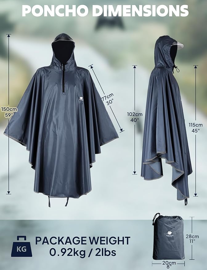 Poncho De Pluie Vélo/scooter - Imperméable, Réfléchissant, Grande Taille, Avec Capuche, Portable