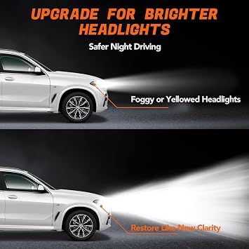 Headlight Restoration Kit Headlight Cleaner Head Light Cleaner Removing Yellowing Oxidized with Headlight Cleaner Coating Agent Sponge Towel (Scratches & Damages Cannot be Repaired)