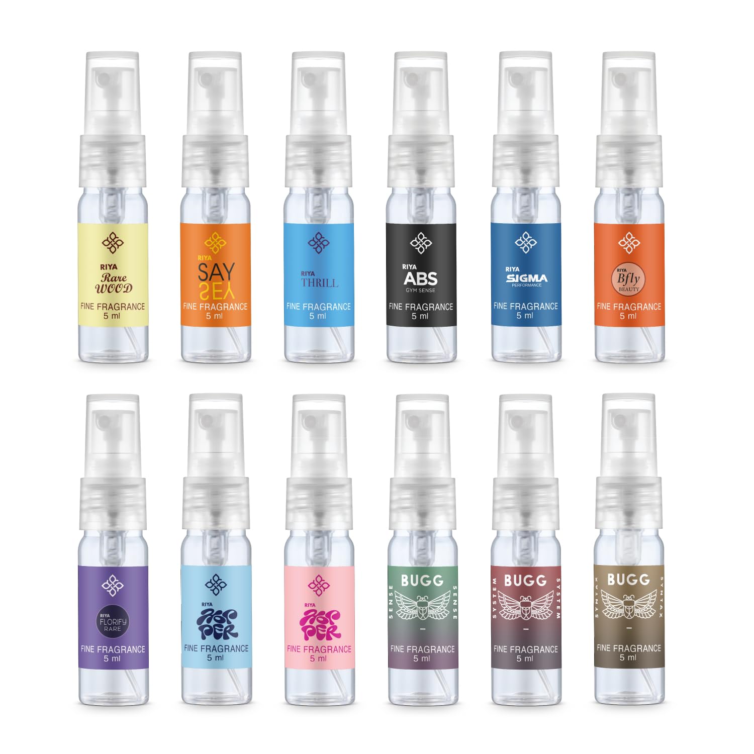 RIYA Xploriya Next Generation Men & Women Trial Pack of 12 X 5ml Pocket Perfumes | Long Lasting | Travel Friendly Eau De Parfum | Citrus, Woody, Floral | Musk | Amber-image-32