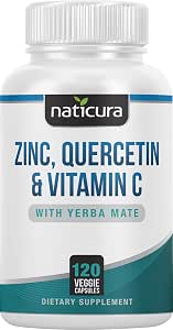 Naticura Zinc Quercetin Immune Support Supplement with Vitamin C 120 Caps