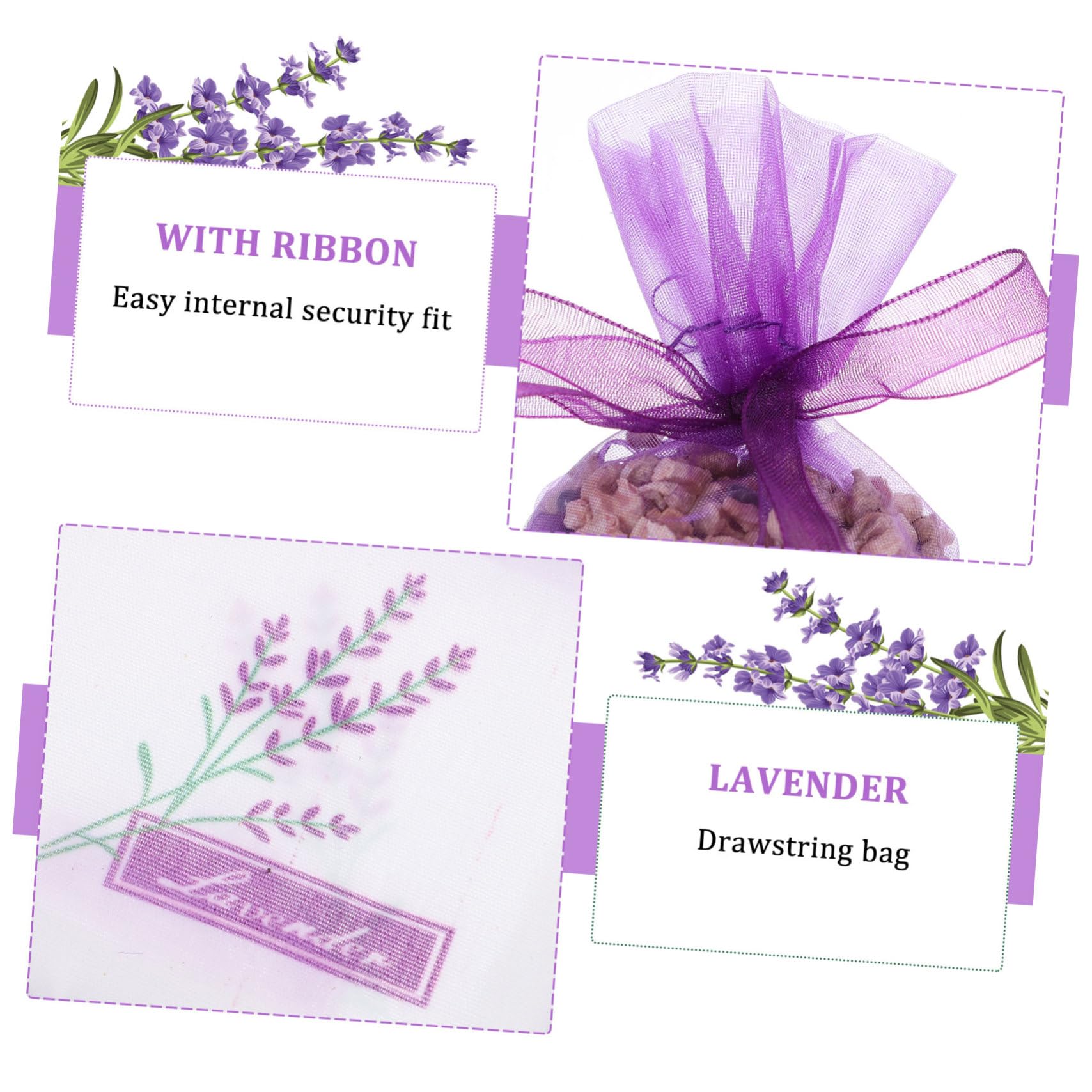 MAGICLULU 72stücke Lavendel-duftbeutel Mit Floralen Mustern Leere Aromabeutel Für Entspannung Und Schlaf Als Hochzeitsgeschenke Kordelzugbeutel Designs Dunkel Und Helllila