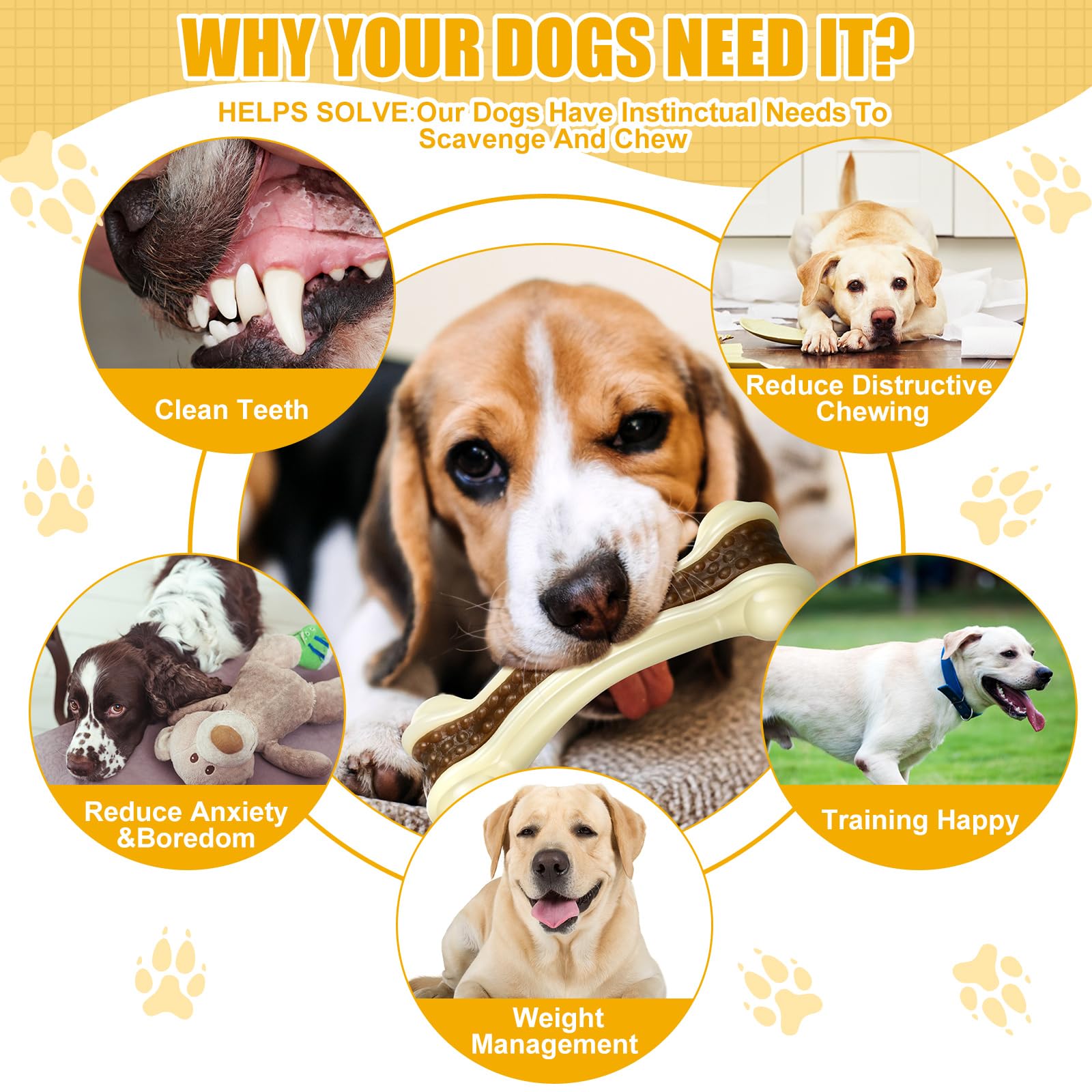 Sosation 10 juguetes masticables para perros para masticadores agresivos, huesos de perro de nailon con sabor a carne de res, juguetes de dentición para cachorros, huesos masticables para perros de
