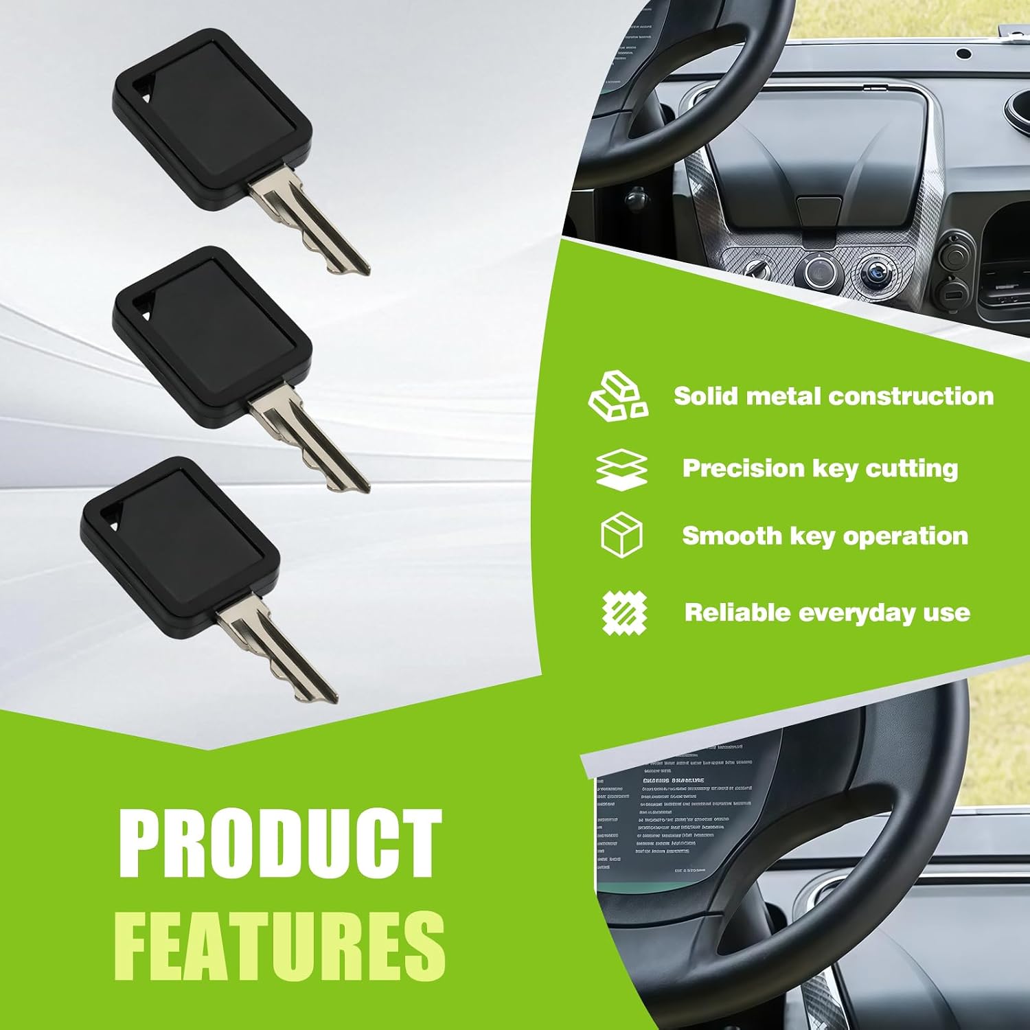 3-Pack 1A Golf Cart Key Replacement Compatible with Club Car image 4