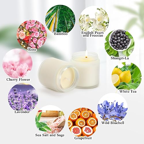Miniatura 3 de Yexiya 50 velas pequeñas en tarro de 3.5 onzas, velas perfumadas en frascos pequeños a granel, 10 fragancias para alivio, velas de aromaterapia,