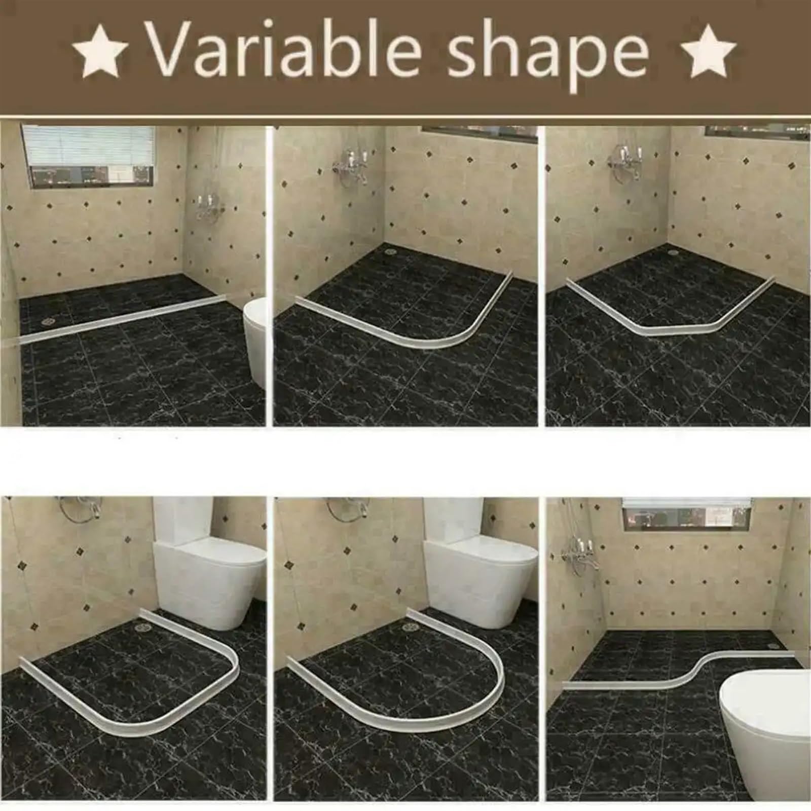 Schwallschutzleiste 50 mm Höhe, Badezimmer-Wasserstopper, Wassertrennwand, Trocken- und Nasstrennung, Hochwassersperre, Gummidamm, Silikon-Wasserblocker für Bad und Küche(200cm)