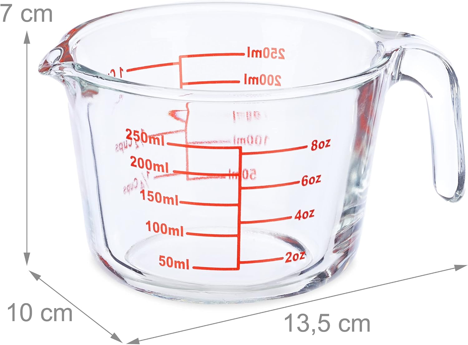 Relaxdays Measuring Jug Glass 250ml Heat Resistant Microwave Safe Scale in image 4