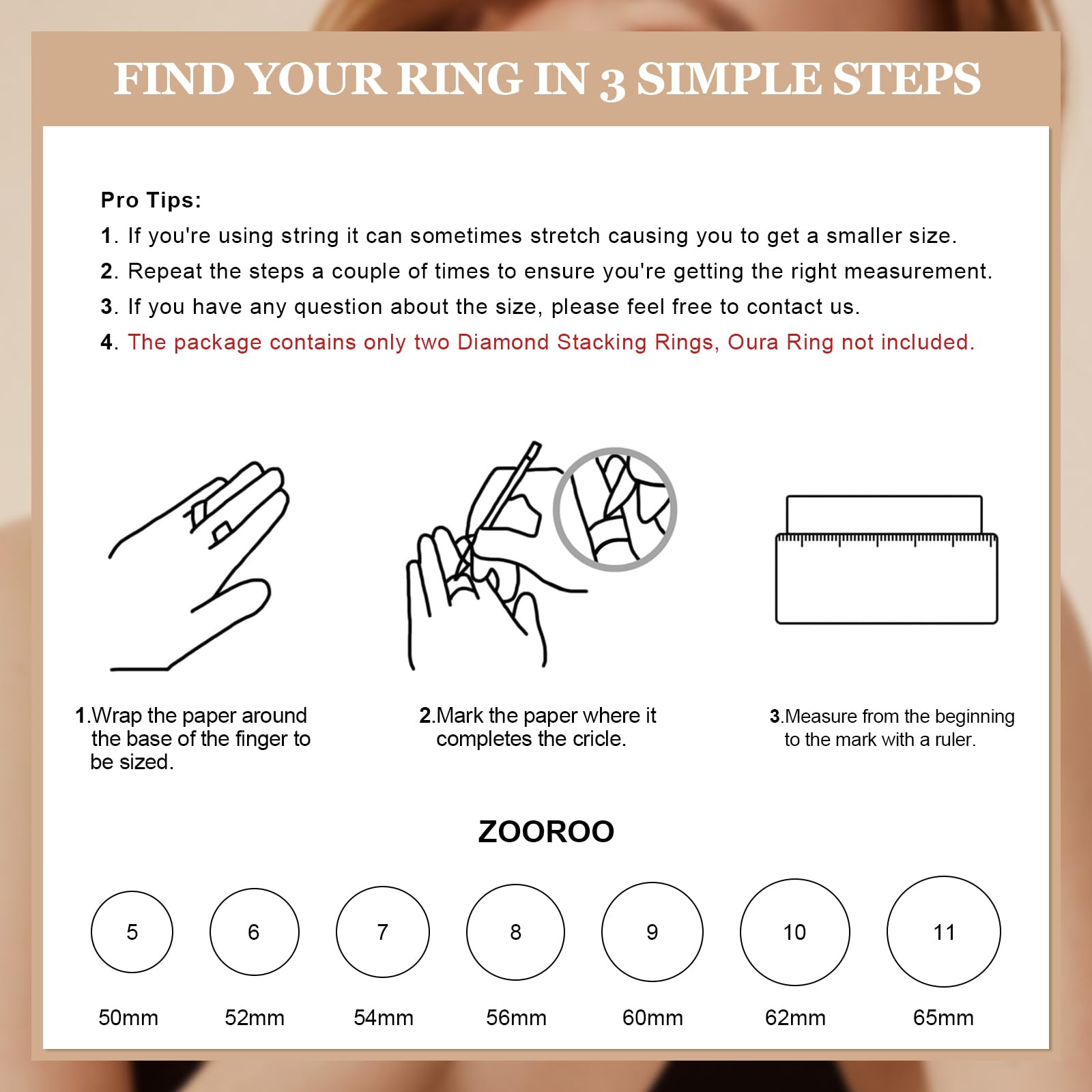 2-Pack 14K Gold Plated Stacking Rings for Oura Ring Gen 4/Oura Ring Gen 3, Cubic Zirconia Simulated Diamond Oura Stack Rings for Women