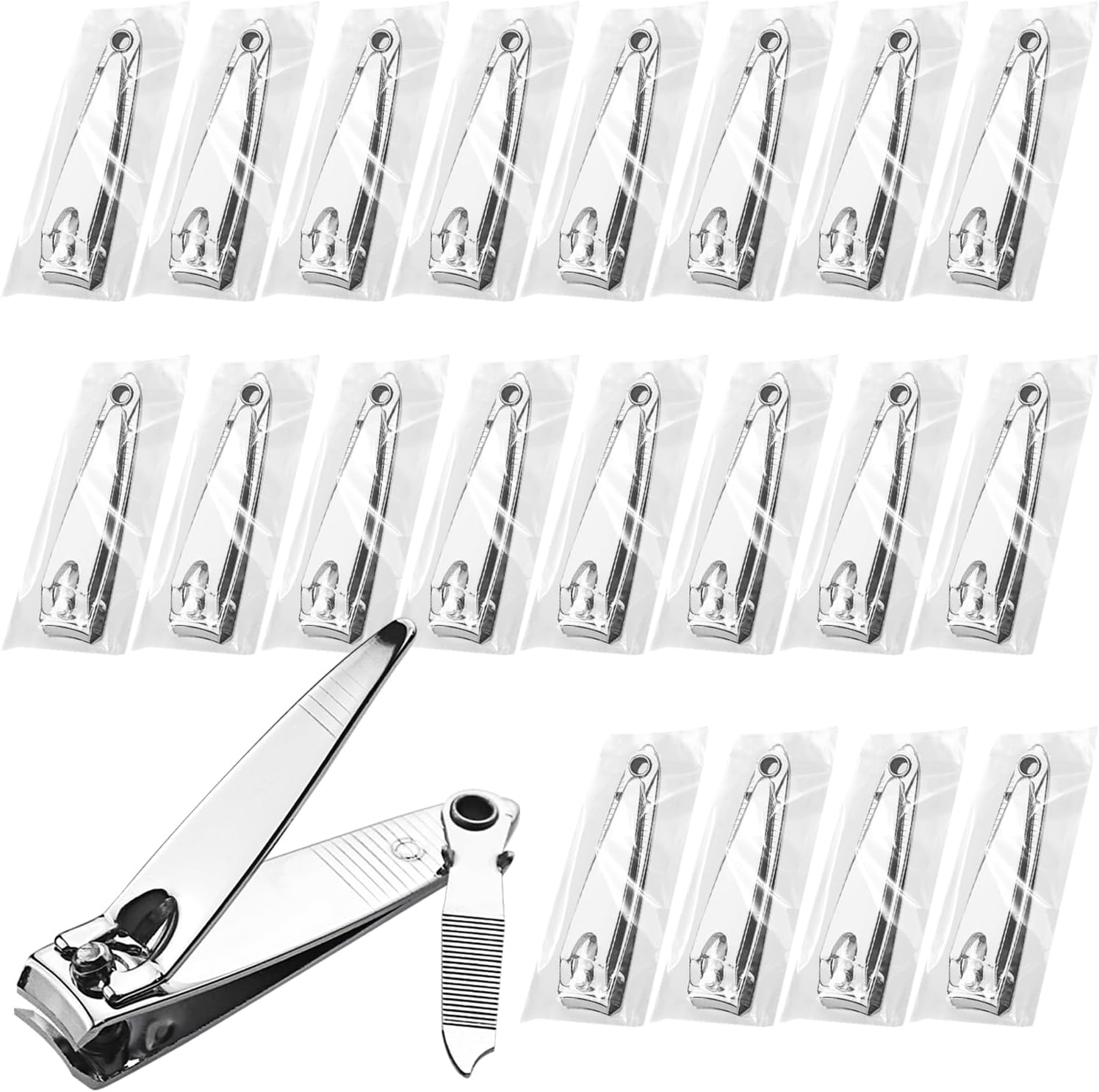 200 Pack Stainless Steel Nail Clippers Bulk, Bulk Nail Clippers with File for