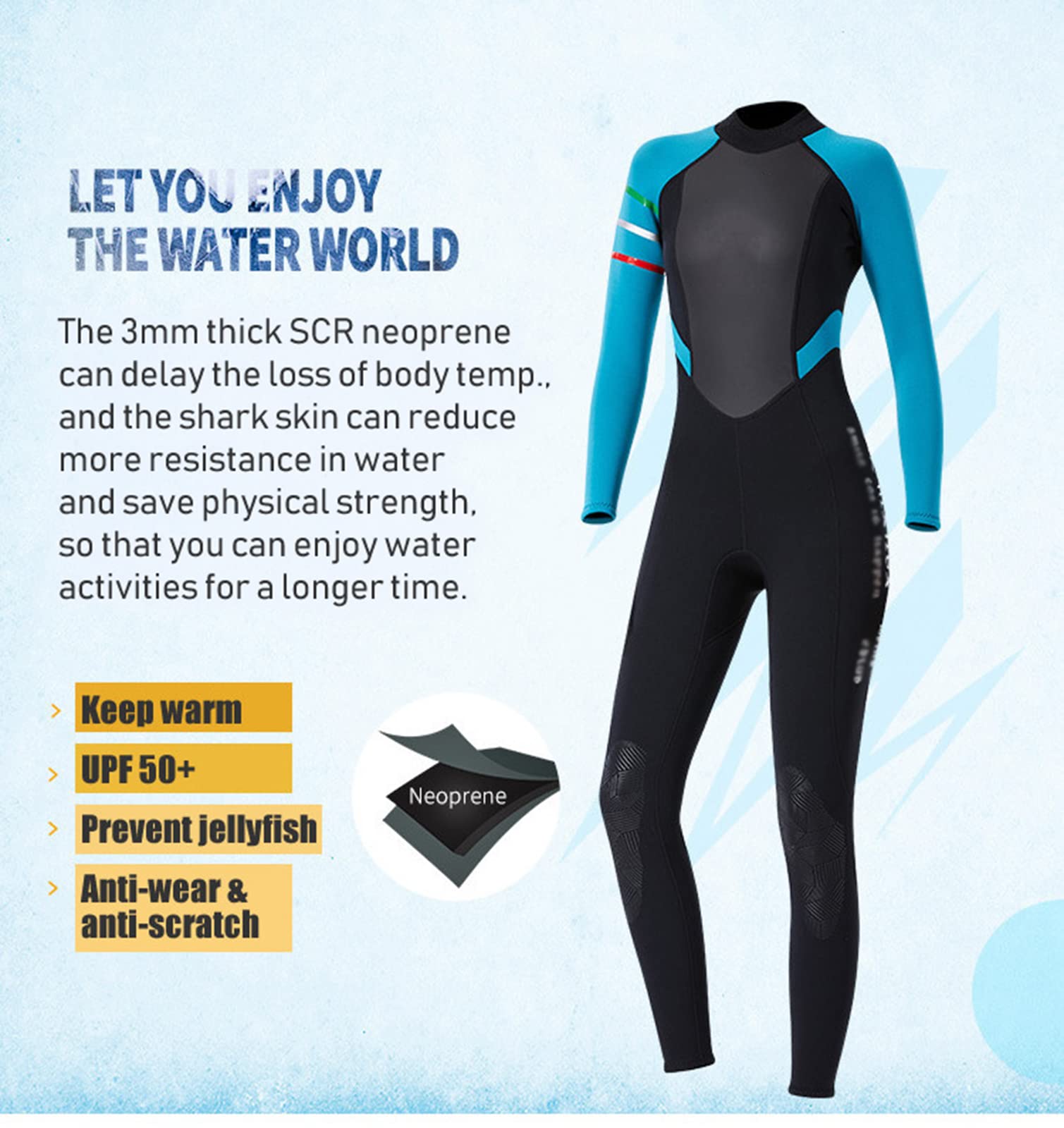 3mm Neopreen Wetsuit Vrouwen, Full Body UV-bescherming Lange Mouwen Duikpakken Terug Rits Badpak voor Zwemmen Duiken Watersport in Koud Water Warm houden 3mm Neopreen Wetsuit Vrouwen, Full Body UV-bescherming Lange Mouwen Duikpakken Terug Rits Badpak voor Zwemmen Duiken Watersport in Koud Water Warm houden
