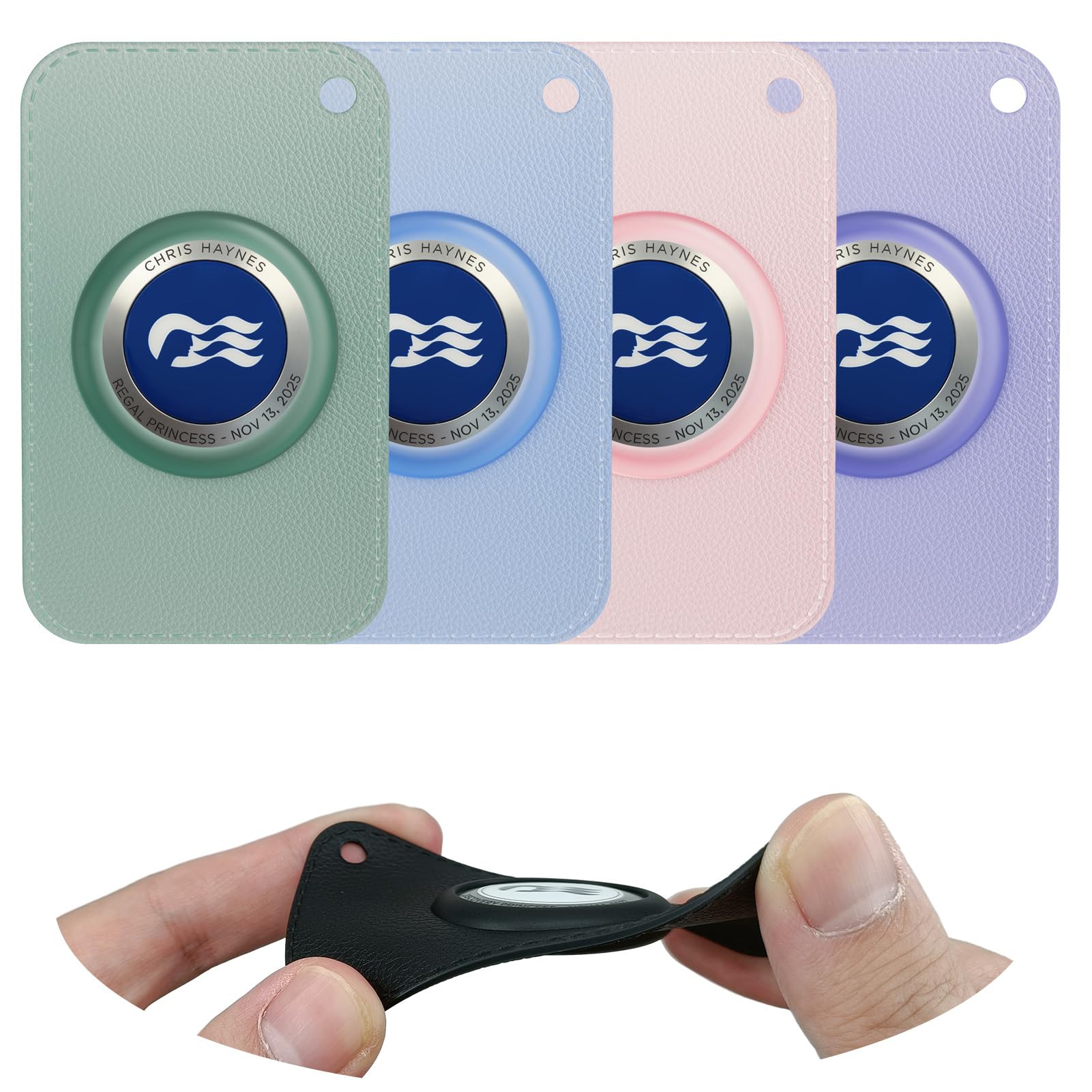 4 Pack Princess Medallion Holder Card, Princess Cruise Essentials Durable Accessories for Purse Wallet, Fits 2025 Medallion (Clear-Pink&Blue&Purple&Green)