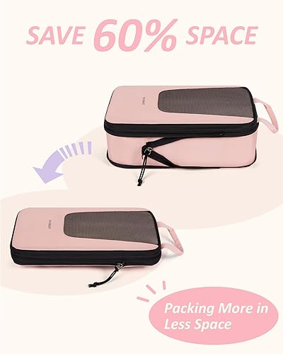 Miniatura 4 de BAGSMART Cubos de compresión de embalaje para viajes, juego de 6, 5 juegos, 4 unidades, bolsas organizadoras de maleta de compresión para maletas,