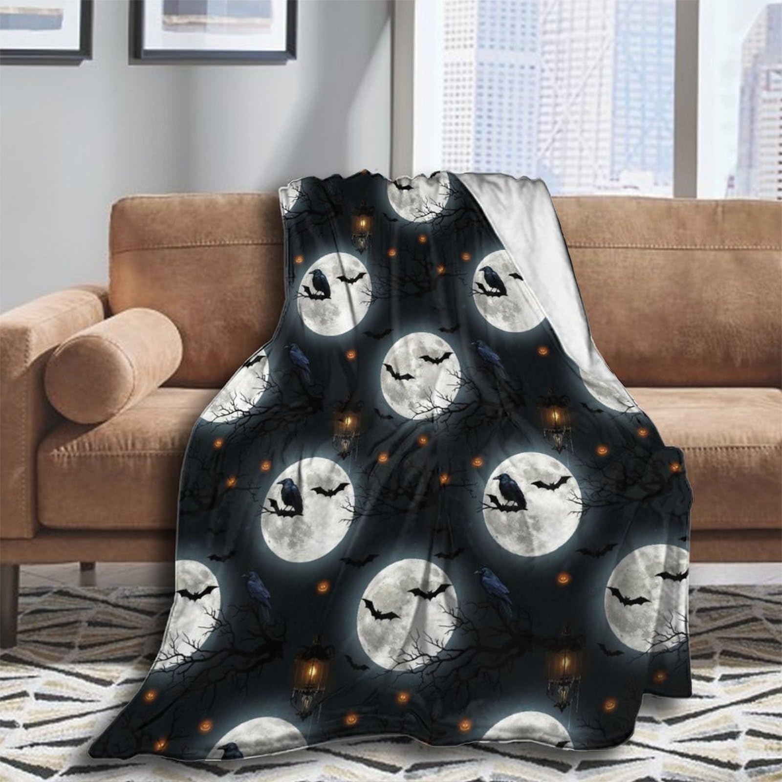 Oudrspo Fleece Blanket for Couch Throw Blanket for Women Men Ice Blue and Red Fire Flame Dragon Cozy Blankets 50x40 Inches