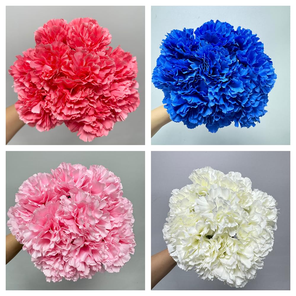 Mazzi Di Garofani Artificiali 27.9 Cm - 10 Steli Con Fiori Di Seta UV Resistant - Piante Finte Per Matrimoni E Casa (Rosso)