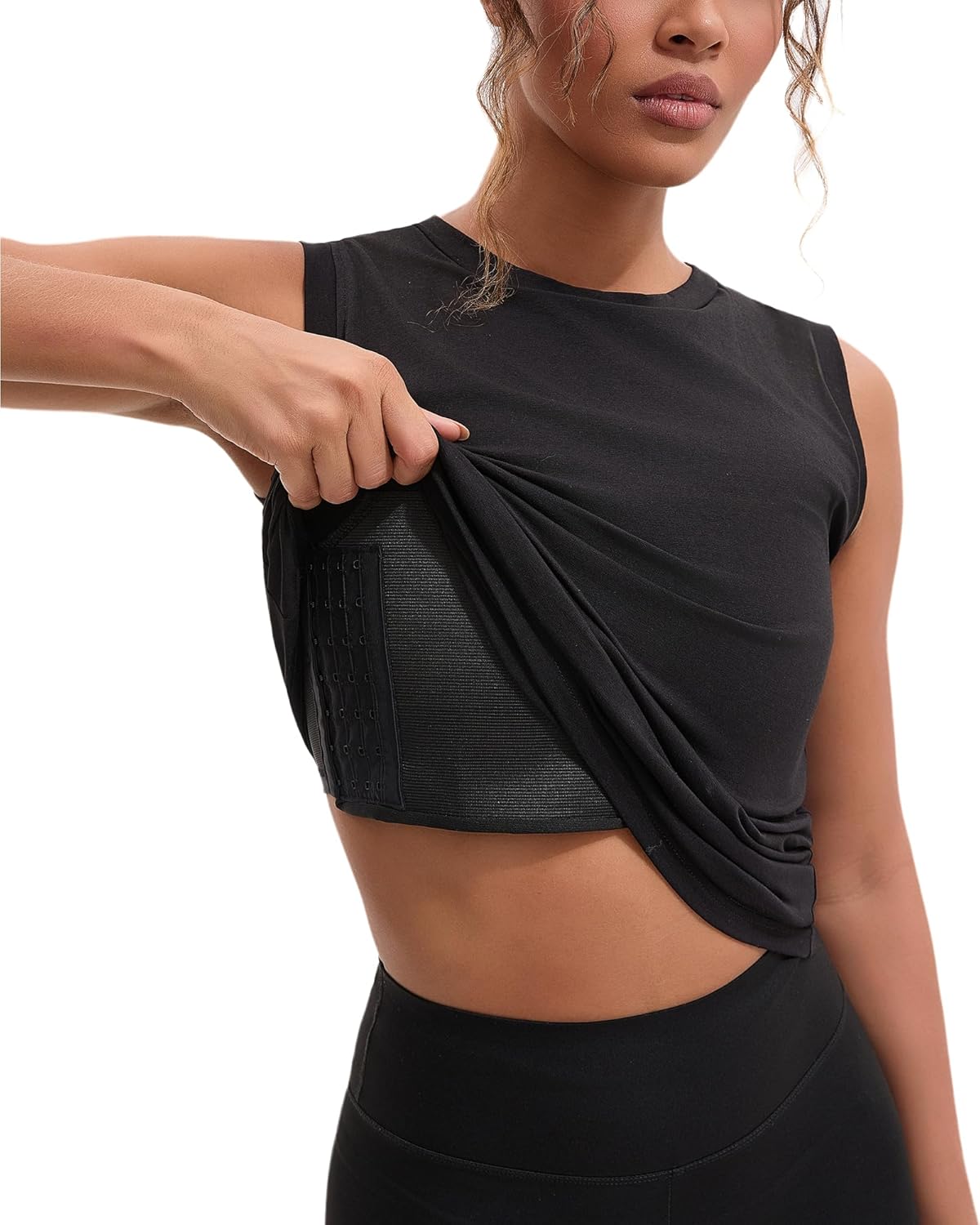 JARAZIN Women Tomboy Transgender FTM Built-in Elastic Band Long Chest Binder Swim Tank Top - Image 3