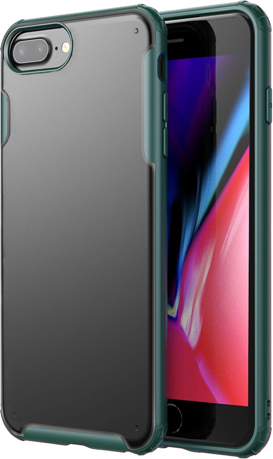 YATWIN Funda Compatible para iPhone 7 Plus, Fundas iPhone 8 Plus, Flexible Bumper Rubber y Protección Anti-Choques Anti-Arañazos, Case Protectora Compatible para iPhone 7/8 Plus - Verde Pino