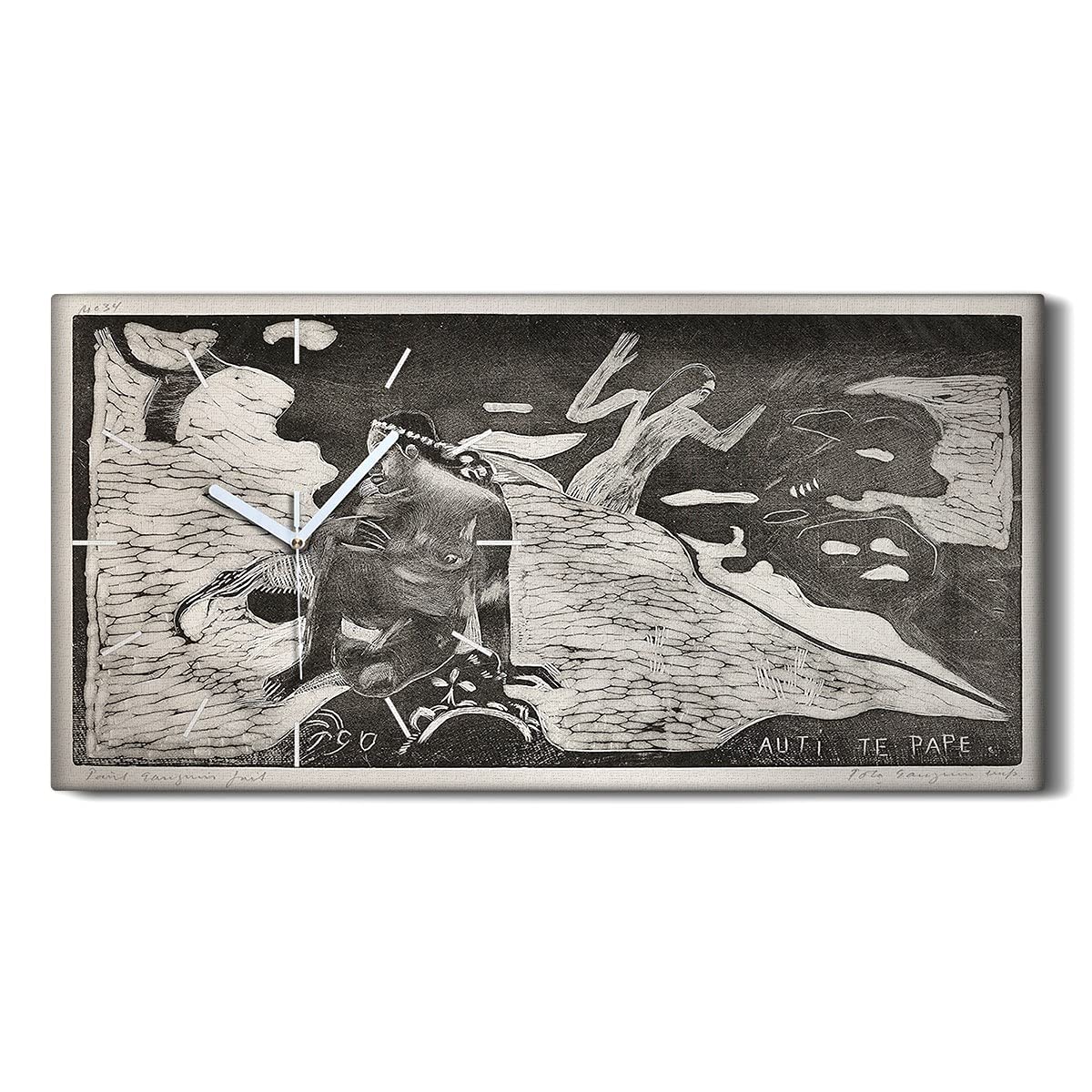 Horloge sur Toile Silencieuse 60x30cm Art Moderne Salon Sans Tic-Tac Tableau