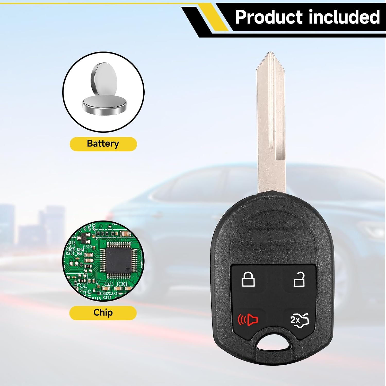 Key Fob Replacement Ford Focus 2006-2011 Explorer Edge Escape Expedition Flex Mustang Taurus Fusion Mercury Lineoln LS Awiator Navigator MKZ Proximity Keyless Entry Remote 315 Mhz OUC6000022 164-R8073