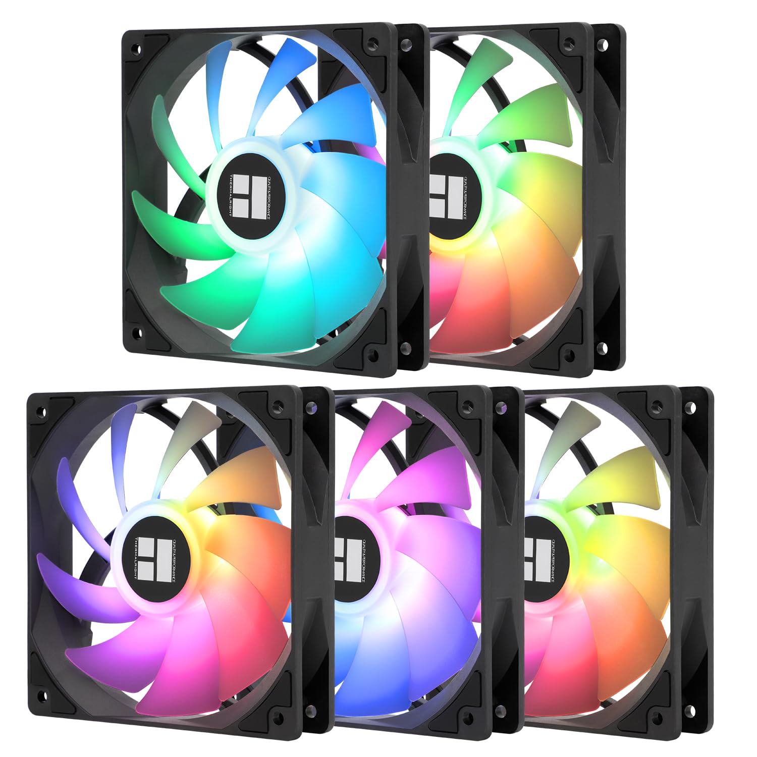 TR TL-C12C-S X5 CPU Air Fan 120mm ARGB Case Cooler Fan, Ventilador silencioso PWM con rodamiento S-FDB, Ventilador de enfriamiento de velocidad de hasta 1550 RPM