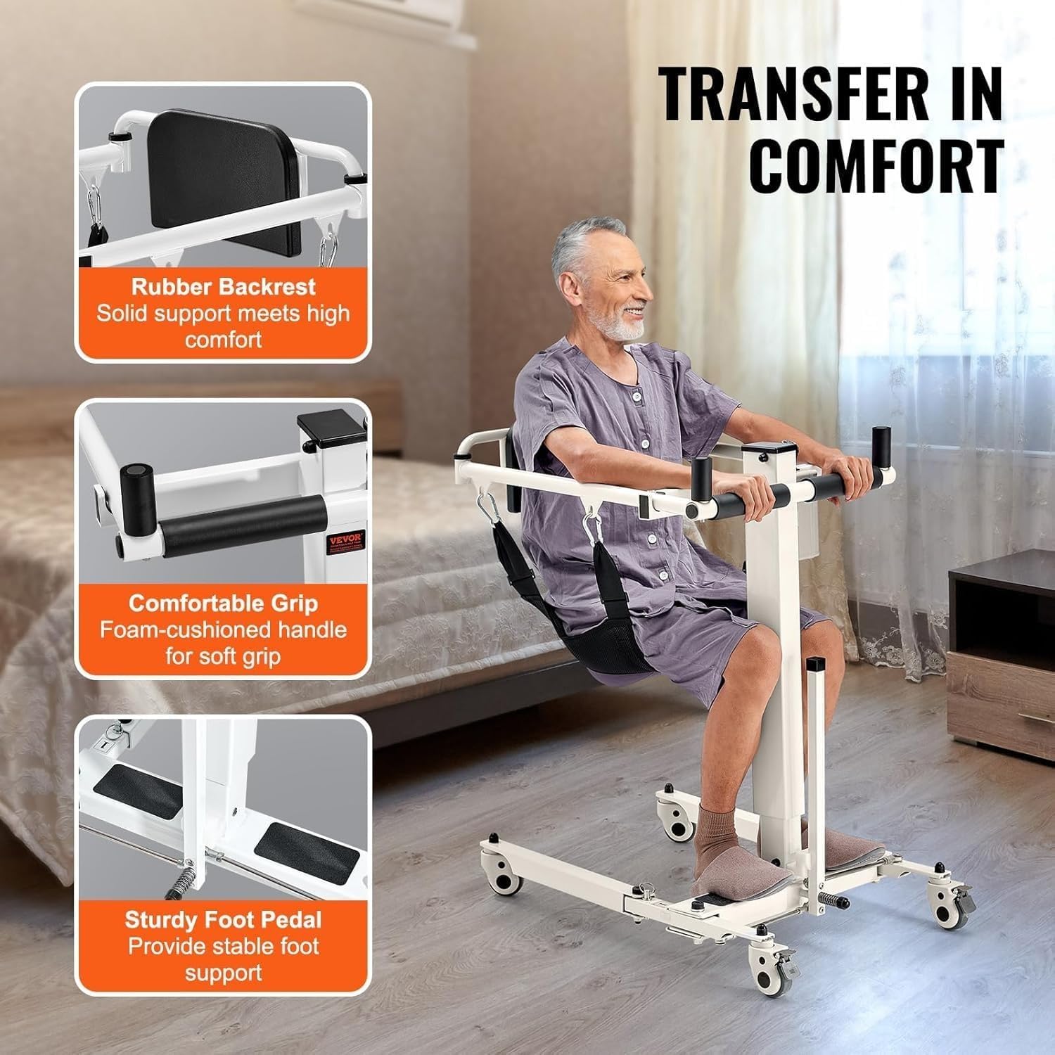 Sollevatore Disabili,Sedia Di Trasferimento Elettrica Per Pazienti Con Sollevamento Automatico,Carrozzina Multifunzione Pieghevole,Comoda Wc E Doccia,Regolabile In Altezza E Larghezza,Fino A 165 Kg