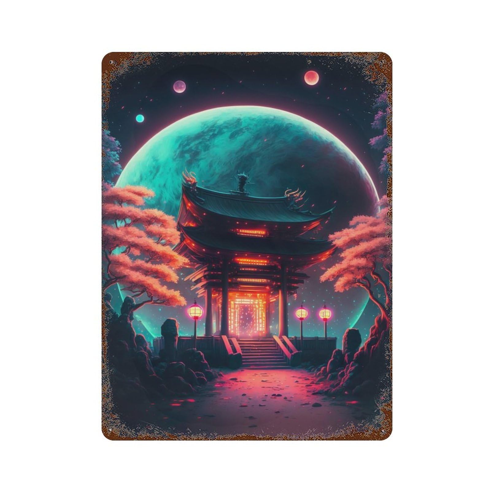 Garage Style Intergalactic Gateway Rusty Metal Tin Sign 15.7"x11.8", Farmhouse Wall Decor for Bar And Workshop