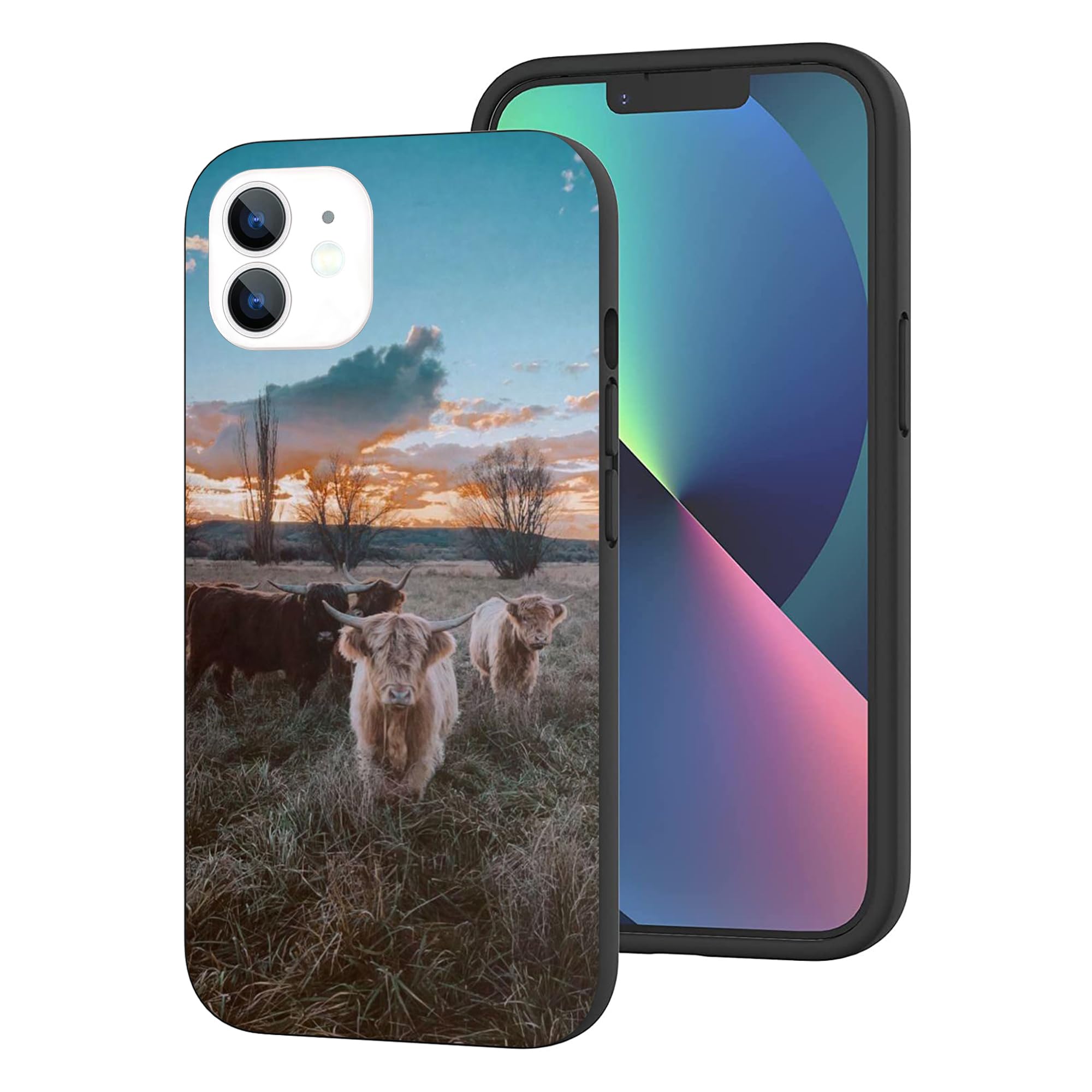 NINGPIYAYACompatible with iPhone 11 Case - Sunrise Highland Cow Cute Animal Design Case Soft TPU Slim Protective Case Gift for Women, Girls, Boys, and Men