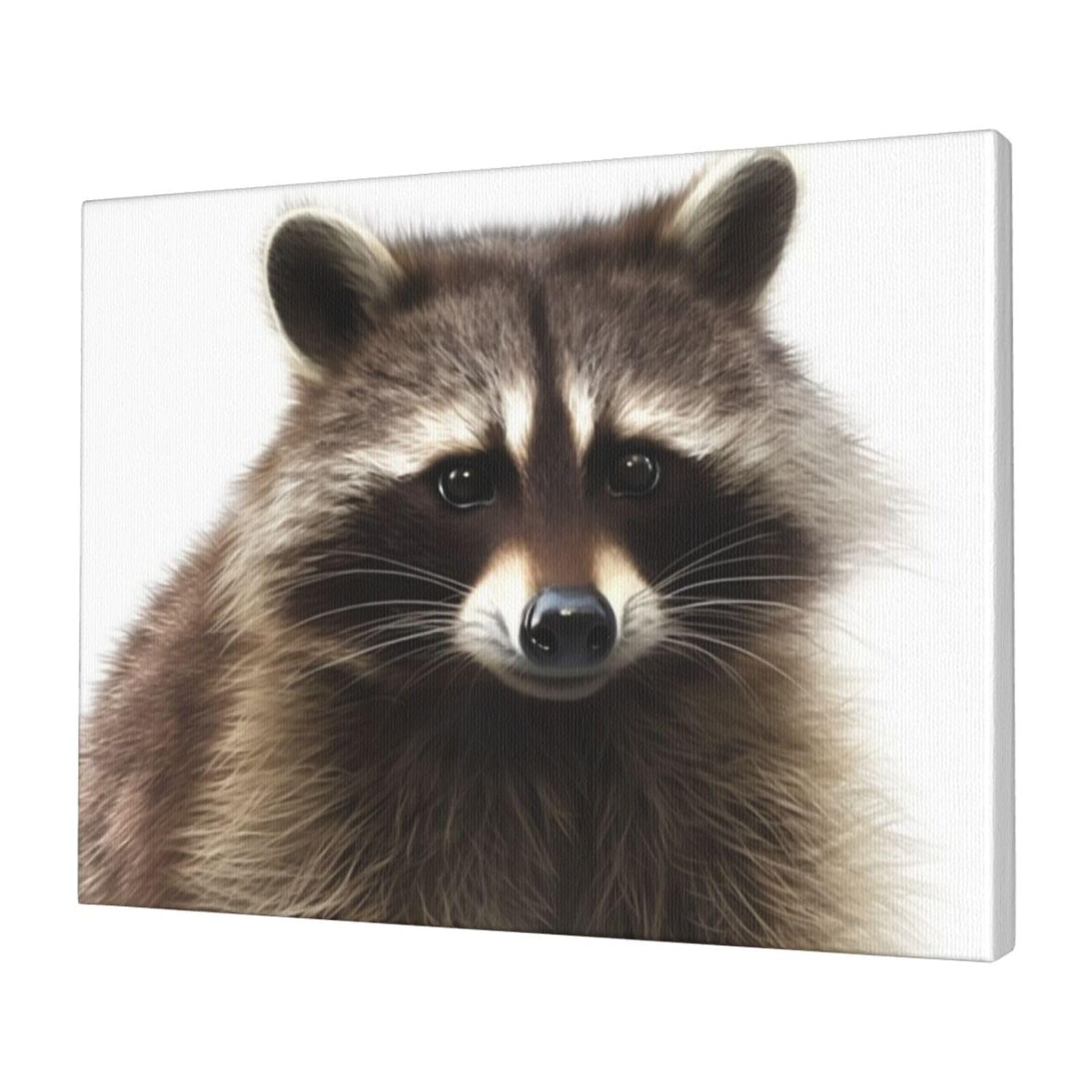 FodPand Canvas Wall Art for Living Room Wall Decor 12"x16" Modern Artwork Painting Pictures Hanging Canvas Prints Hairy raccoon Aesthetic Wall Art for Bedroom Bathroom Office Wallart Decor