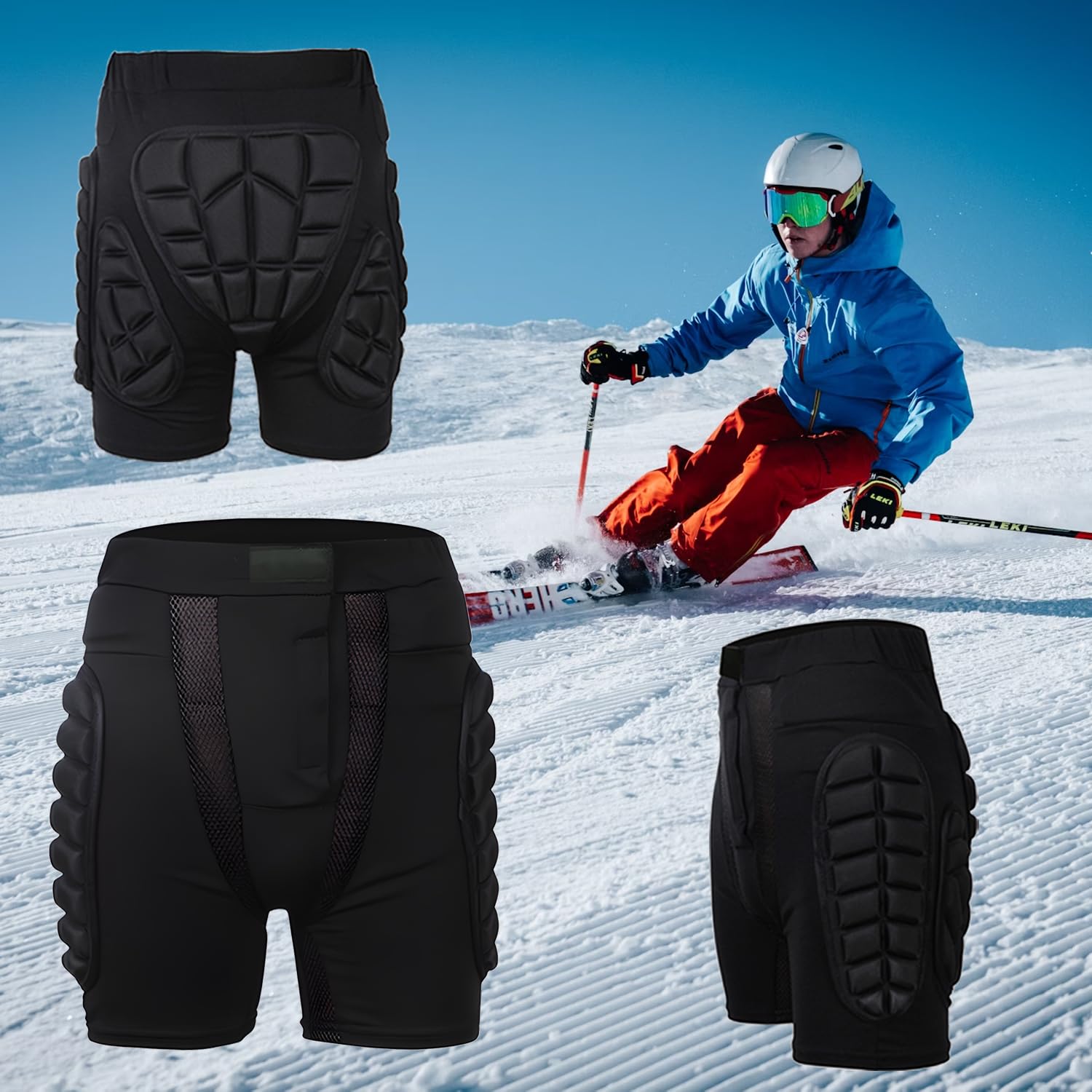 Pantalones cortos protectores acolchados 3D, acolchado de protección, pantalones de protección de cadera, equipo de protección de cadera para snowboard, patinaje, patinaje, ciclismo al aire libre