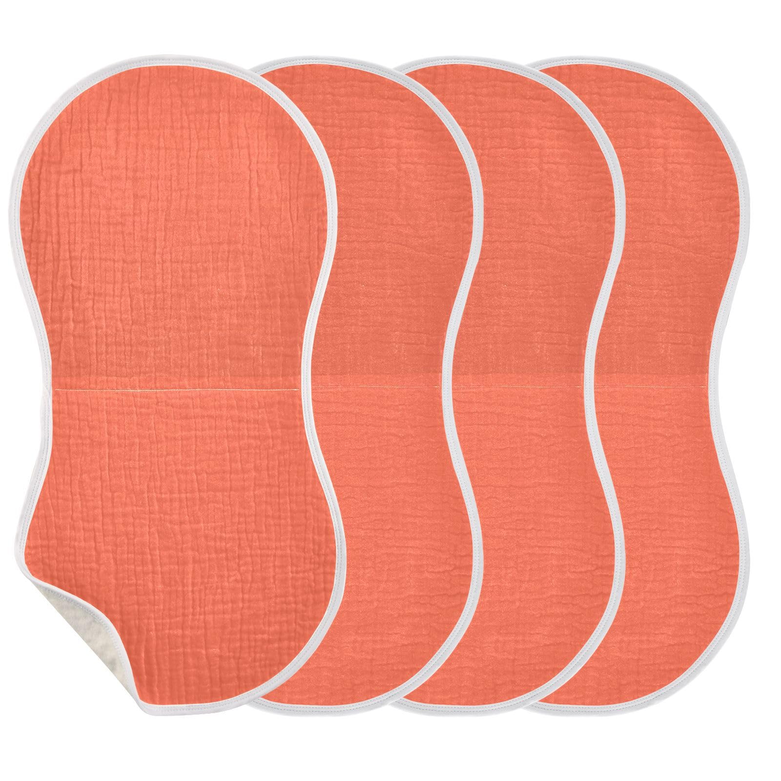 xigua Plain Orange Solid Color Baby Burp Cloths for Boys and Girls, 4 Pack Absorbent Muslin Baby Burp Cloths, Soft Newborn Towel for Unisex 22''X11''