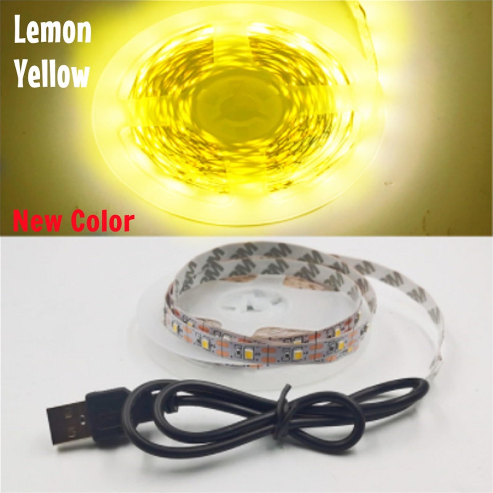 1 szt. 5 m USB taśma świetlna LED 5 V 3528 1 metr 5 metrów ciepła zimna biel różowa zielona niebieska czerwona taśma sufitowa SMD wodoodporna szafka sufitowa (żółty, 1 metr wodoodporny)