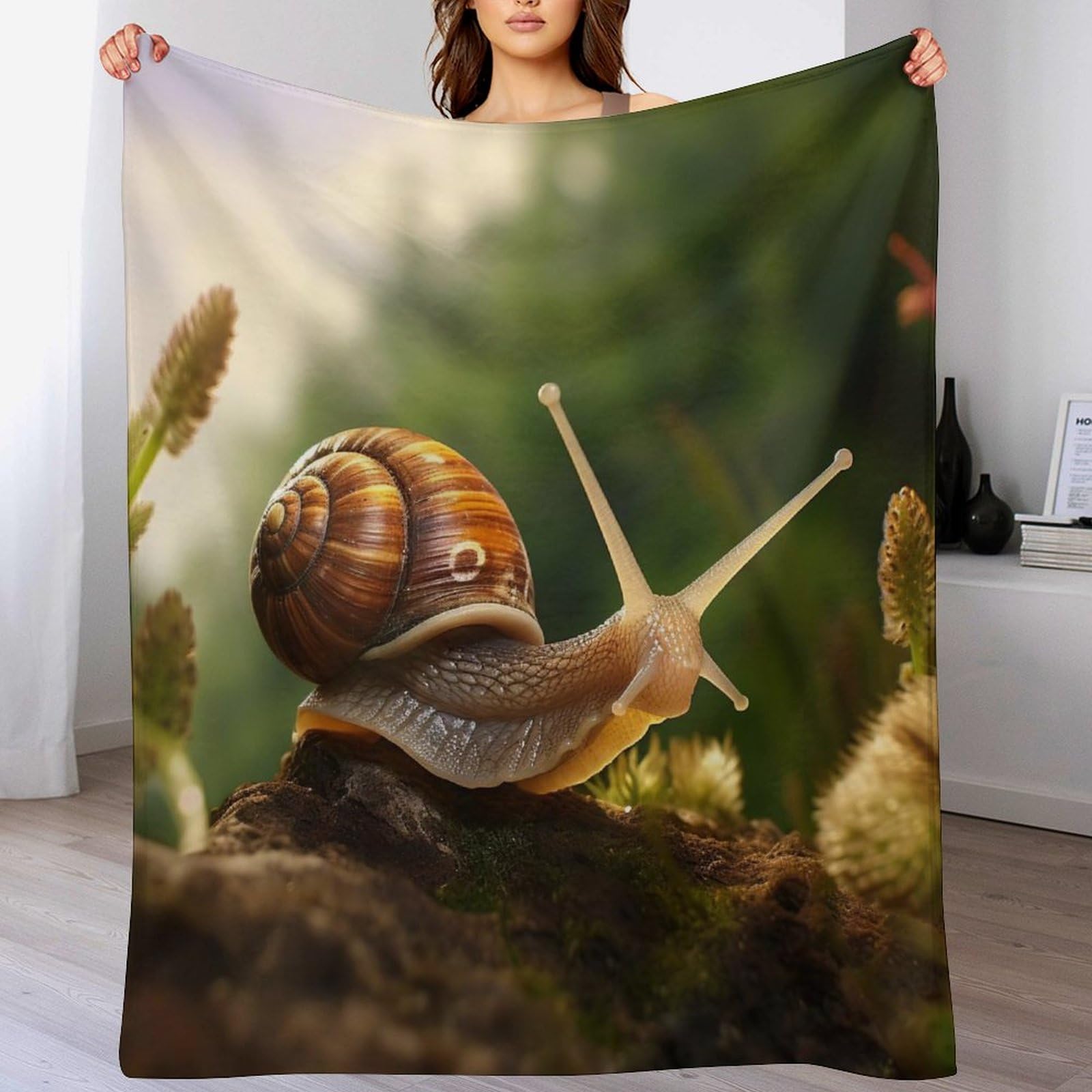 Couvre-lit léger avec motif escargots 3D en polaire flannel