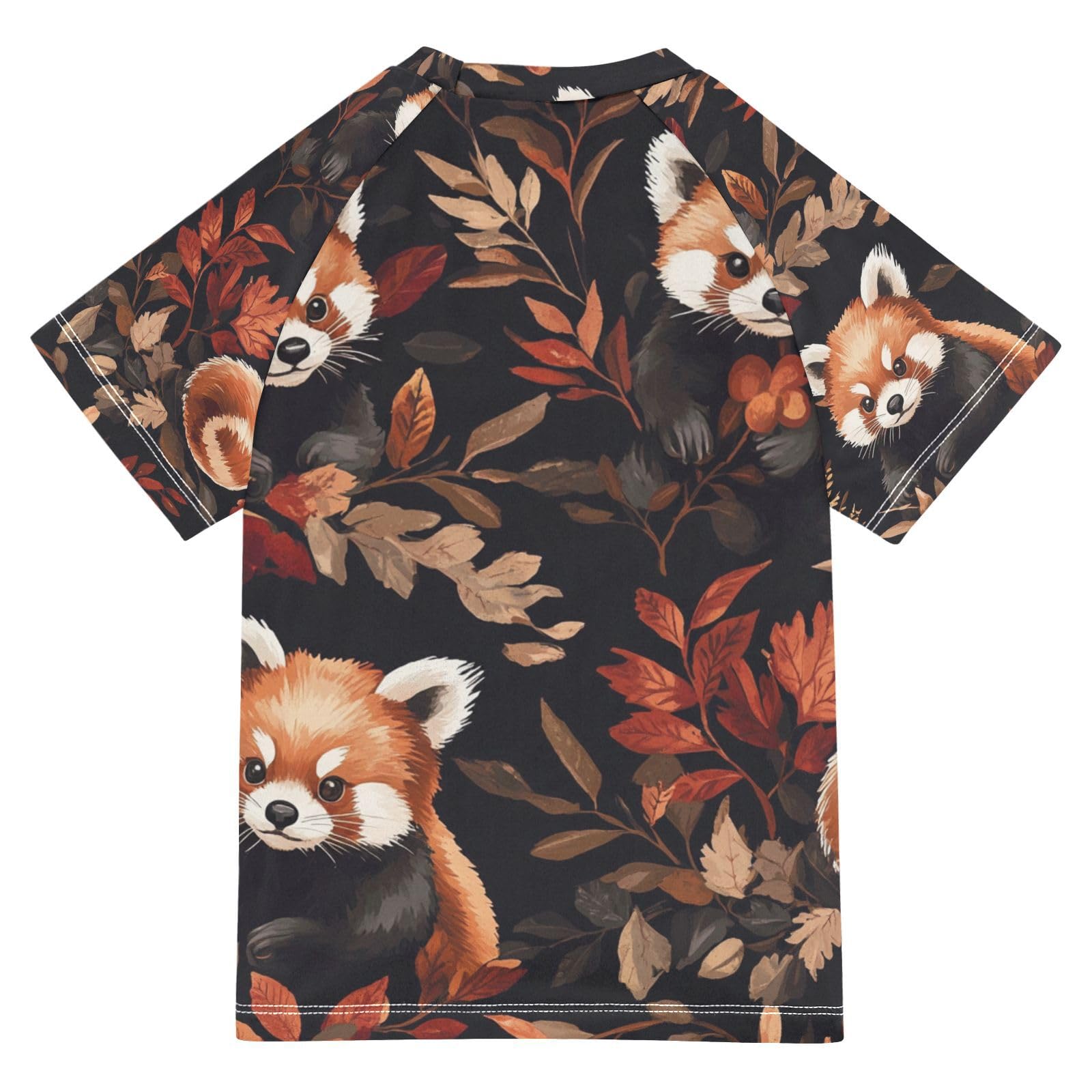 Jucciaco Boys Swimsuit Panda Red Bear Raccoon Sunscreen Kids Sun Rashguard Short Sleeve T-Shirts Swimwear Sets UPF 50+