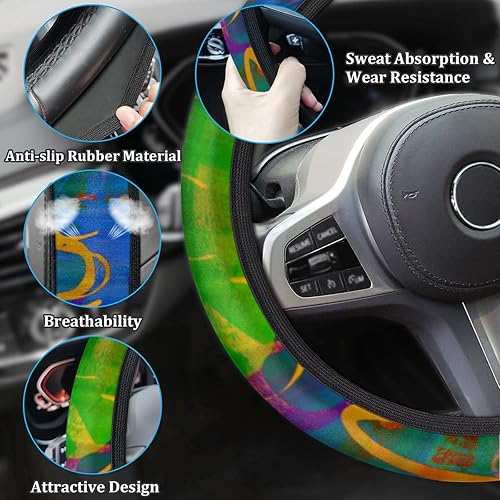 Miniatura 5 de Funda para volante de automóvil, antideslizante, suave, transpirable, universal, de 15 pulgadas, para mujeres y hombres, compatible con autos, SUV,