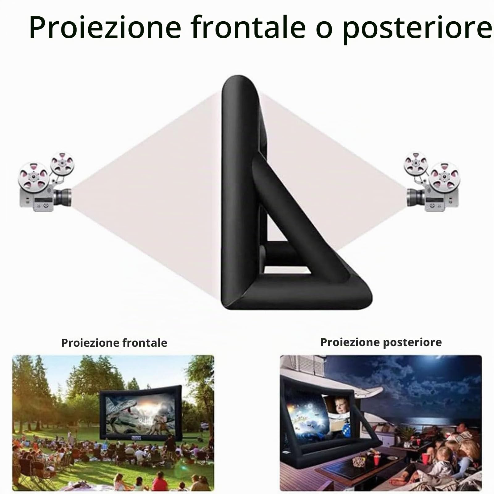 Schermo di proiezione gonfiabile per esterni da 4,2 a 7,3 metri, grandi schermi gonfiabili per proiezione frontale e posteriore con soffiatore, per feste all'aperto, divertimento in piscina,24ft
